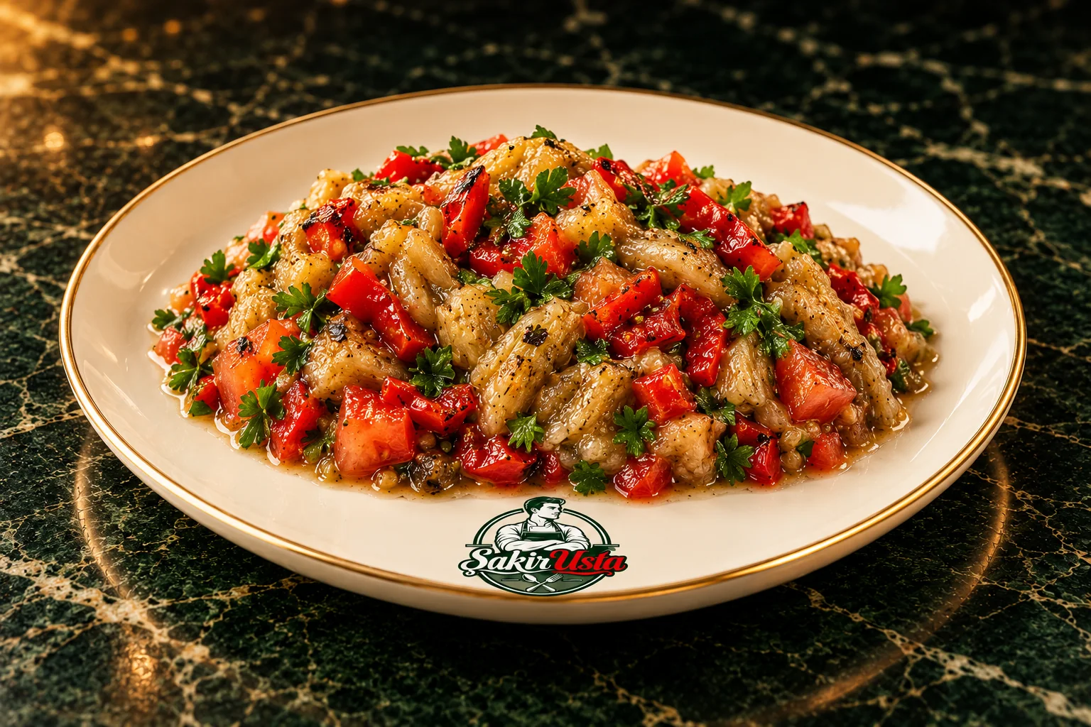 Patlıcan Salata için temsili sunum